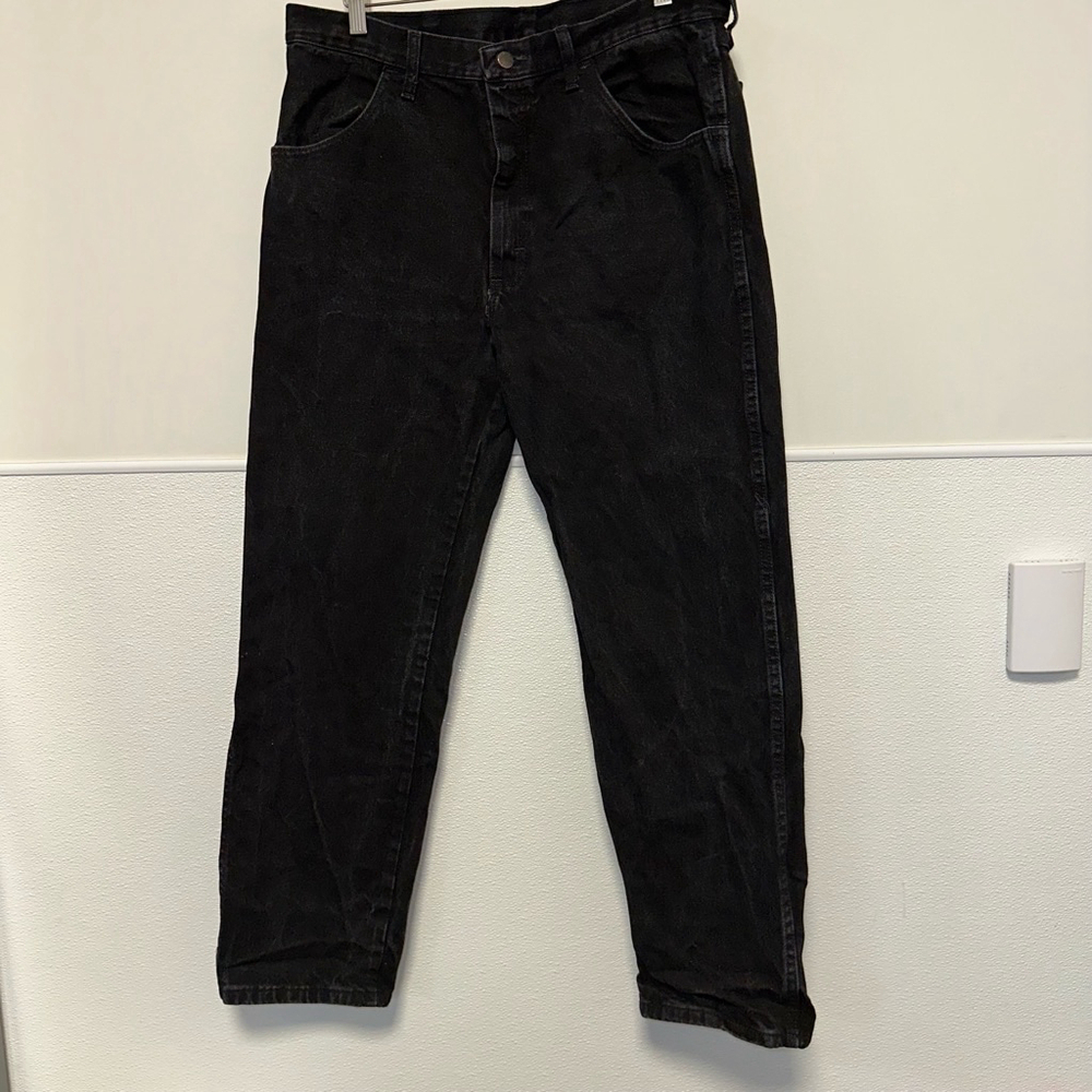 Vintage style Rustler Mens Black Denim Straight Leg Faded 80s 90s Fits 36x30